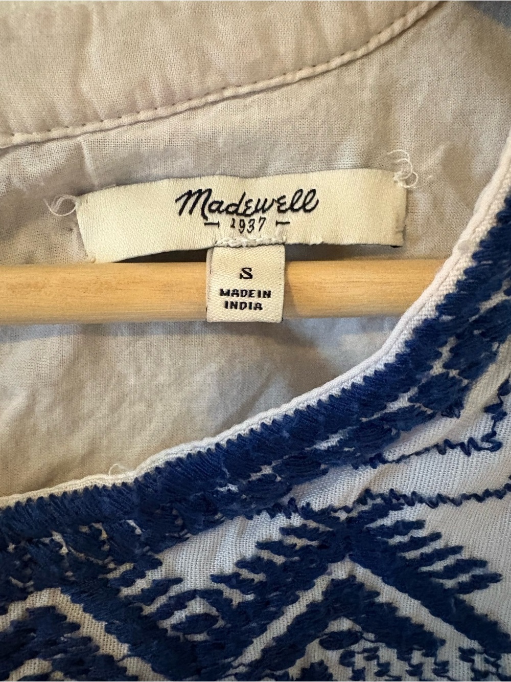Madewell Embroidered White Tank Dress with Navy Trim #springweddingguestdress - Picture 3 of 4